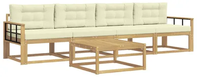 Produktbild von vidaXL Outdoor-Sofagarnitur mit Kissen 4 pcs Weiß und Creme