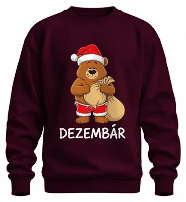 Produktbild von DEZEMBÄR Weihnachtsbär Weihnachten Nikolaus Cartoonbär Xmas Sweatshirt Pullover, Burgundy, 3XL