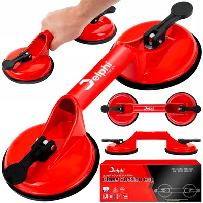 Produktbild von Delphi Tools Doppel-Saugheber 90 kg - 2 Saugteller Ø 115 mm - Glasheber und Fliesenheber, ergonomischer Griff