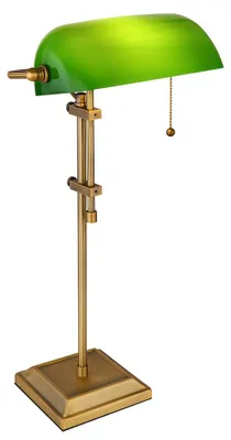 Produktbild von LED Bankerlampe Tischlampe, grün, messing, höhenverstellbar, H 56 cm