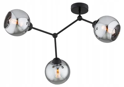 Produktbild von KAR-LIGHTING Deckenleuchte 3-flammig Schwarz, Glas & Metall – geometrisches Design für Wohnzimmer, Flur, Küche, E27