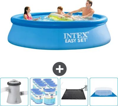 Immagine prodotto di Piscina gonfiabile rotonda Easy Set di Intex - 305 x 76 cm - blu - inclusa pompa - filtro - materassino solare - telo di fondo