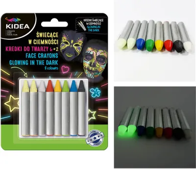 Produktbild von Kidea leuchtende Buntstifte zum Gesicht malen, 8 Farben