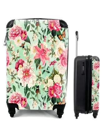 Produktbild von MuchoWow® Koffer Handgepäck Trolley Rollkoffer Kleine Reisekoffer mit 4 Rollen - Blumen - Insekten - Frühling - Cabin Size < 55x40x23 cm & 55x40x20 cm - Fotokoffer - Kabinenkoffer - Boardgepäck - Reise-Box - Reisekoffer - Reisegepäck - Koffer mit Bild - Trolley für Kinder