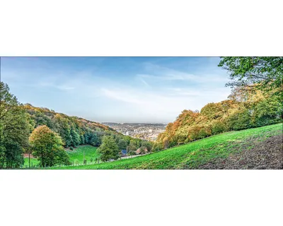 Produktbild von Glasbild Wuppertal Skyline III 125x50 cm
