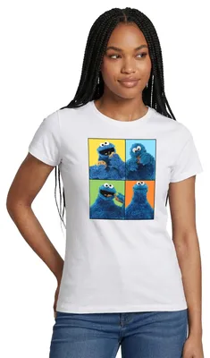 Produktbild von Spreadshirt Sesamstraße Krümelmonster Posen Frauen T-Shirt, L, Weiß