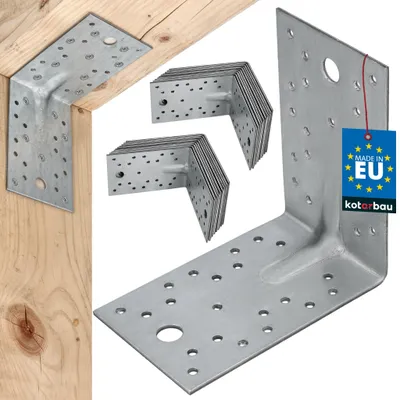 Obrázok produktu pre KOTARBAU® Sada 25 ks uhlových spojok, regálové uholníky 125x125x80 mm, uholníky pre ťažké zaťaženie, oporné uholníky, vystužené kovové uholníky, stavebné spojky, pozinkovaná oceľ