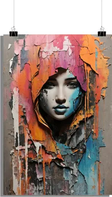 Produktbild von Hijabi Poster - Frau Poster - Aquarell Poster - Kunst Poster - 51x71cm - Perfekt zum Einrahmen