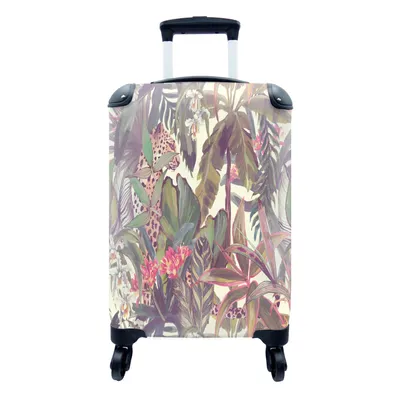 Produktbild von MuchoWow® Koffer Handgepäck Trolley Rollkoffer Kleine Reisekoffer mit 4 Rollen - Dschungel - Panther - Muster - Cabin Size < 55x40x23 cm & 55x40x20 cm - Fotokoffer - Kabinenkoffer - Boardgepäck - Reise-Box - Reisekoffer - Reisegepäck - Koffer mit Bild - Trolley für Kinder