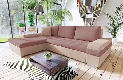 Obrázek produktu pro Rohová rozkládací sedačka ZELMA MINI - růžová / světlá růžová