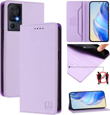 Produktbild von Lederhülle für TCL 40 SE Hülle Flip Brieftasche Kartenfächern Ständer Schutzhülle Violett
