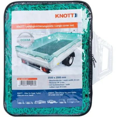 Produktbild von KNOTT Anhängernetz Ladungssicherungsnetz mit Randkordel 2000x3500 mm Maschenweite 35x35 mm Grün Abdecknetz Pkw