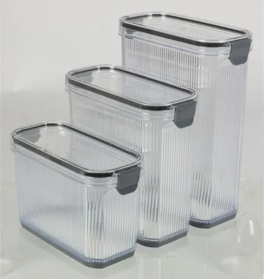 Produktbild von Vorratsdose 1L mit Riffel-Design & Klickverschluss | 6er Set luftdichte Aufbewahrungsdosen für Lebensmittel, Küche, Vorratskammer & Haushalt