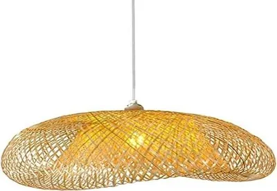 Immagine prodotto di Lampada a sospensione vintage in vimini naturale – Paralume in rattan con attacco E27 – Legno di bambù – Sala da pranzo, cucina, soggiorno