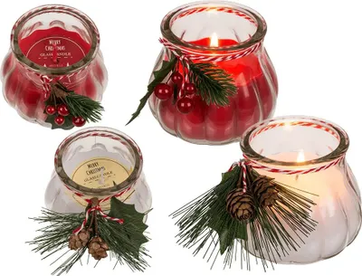 Produktbild von Kerze im Glas mit Weihnachts-Dekoration
