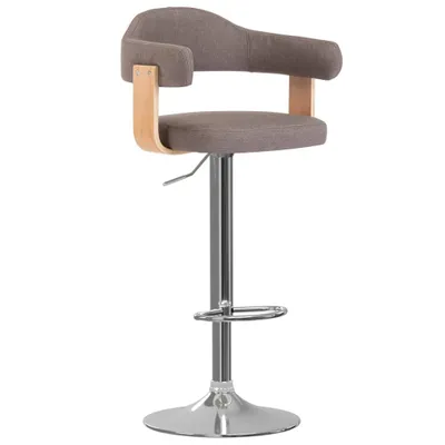 Image de vidaXL 2 pcs. Tabouret de bar bois courbé et tissu taupe