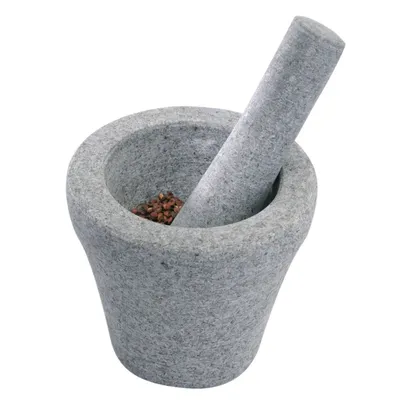 Produktbild von Vesto Küchenmörser aus grauem Granit für Gewürze und Kräuter mit Stößel