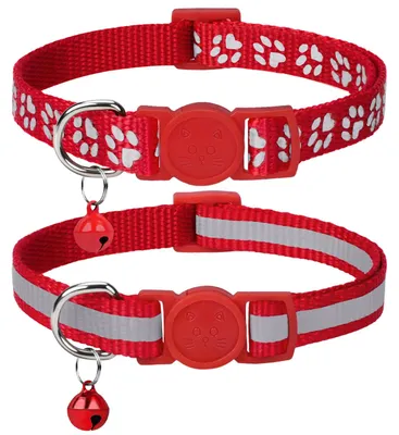 Imagen del producto de Collar reflectante para gatos, ajustable de 19 a 32 cm, con cascabel, cierre de seguridad, ideal para gatitos