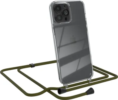Produktbild von EAZY CASE Handykette kompatibel mit Apple iPhone 13 Pro Max, Handyhülle mit Umhängeband, Handykordel, Schutzhülle Clear, Band in Grün