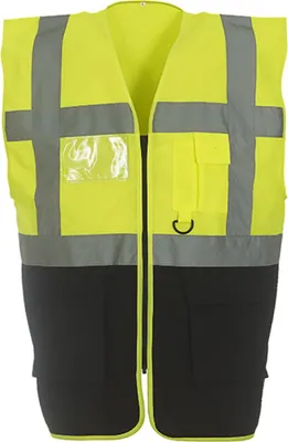Produktbild von YOKO HVW801 | Herren Multi-Functional Executive Waistcoat - Farbe: Hi-Vis Yellow/Black - Größe: L