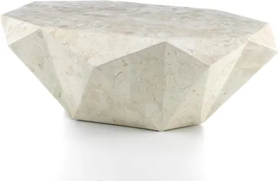 Zdjęcie produktu dla Diamentowy średni - Stolik kawowy (120 x 70 x 40h) z beżowego kamienia kopalnego