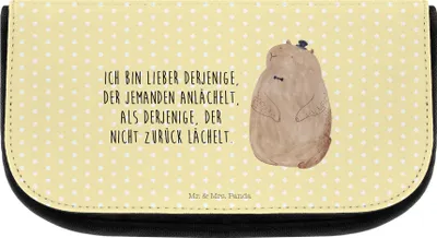 Produktbild von Mr. & Mrs. Panda Kulturbeutel Murmeltier - Gelb Pastell - Geschenk, kosmetiktäschchen, Lustige Sprüche, Kosmetikbeutel, Anstand, Respekt, Waschbeutel, schmink organizer