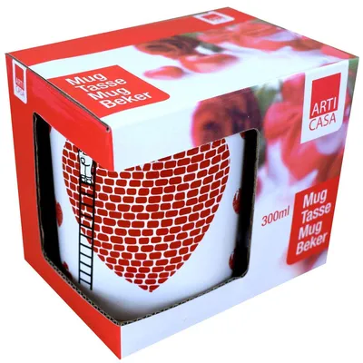 Produktbild von Kaffeetasse 300ml im Design Liebe, Herz, Küsse, I Love You Rot / Weiß