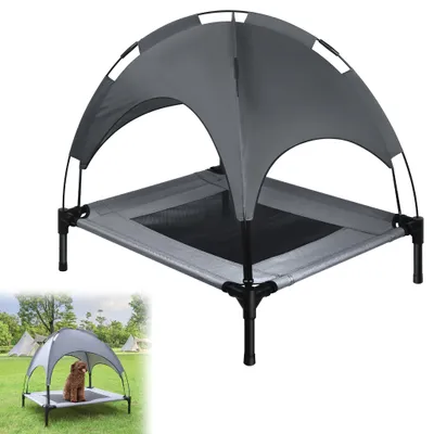 Image de LARS360 Lit pour chien avec baldaquin Lit pour animal de compagnie Toit Rehaussé Lit pour chien Canapé pour chien Respirant Résistant aux intempéries pour Intérieur & Extérieur-M 76x61x76cm