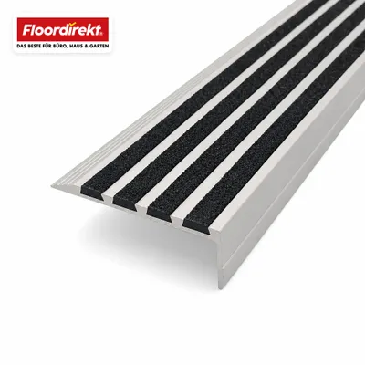 Productafbeelding van Profiel voor trappenrand, massief aluminium met antislipstroken van aluminiumoxide, antislip. Lengte: 100 cm