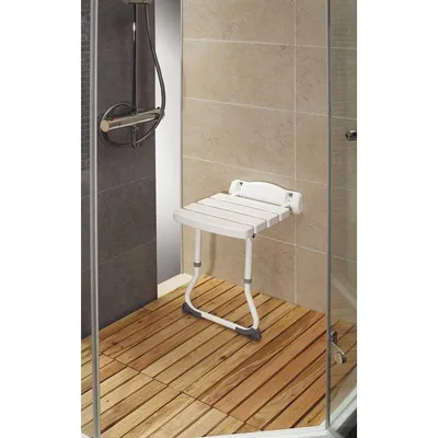 Image de Mayotte - Siège de douche pliant avec support de sol, aluminium