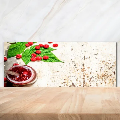 Produktbild von Tulup® Küchenrückwand Spritzschutz aus Glas -125x50 -Spritzschutz auf gehärtetes Glas Essen & Getränke Himbeermarmelade