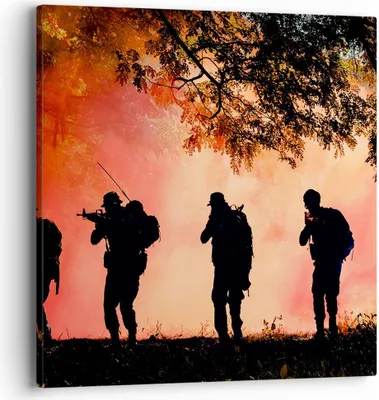 Produktbild von Bild auf Leinwand - Leinwandbild - Soldat Gewehr - 40x40cm - Wand Bild - Wanddeko - Wandbilder - Leinwanddruck - Bilder - Kunstdruck - Wanddekoration - Leinwand bilder - Wandkunst - AC40x40-3977