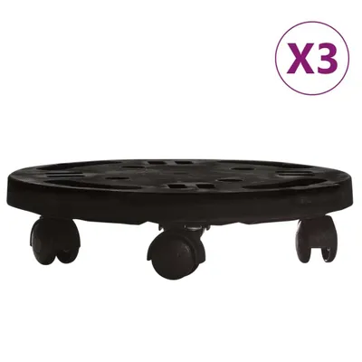 Immagine prodotto di Carrelli per Piante con Ruote 3 pz Diametro 30 cm Neri 170 kg