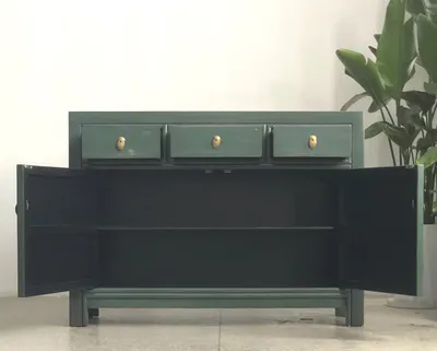 Produktbild von OPIUM OUTLET Kommode Sideboard China Asia Schrank Möbel orientalisch chinesisch Vintage Schränkchen Anrichte Shabby Chic Stil Kolonialstil grün