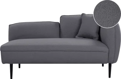 Produktbild von BELIANI Chaiselongue Dunkelgrau Stoffbezug Bouclé Rechtsseitig mit Kissen Metallbeine Modern für Wohnzimmer Schlafzimmer Wintergarten Kleine Räume