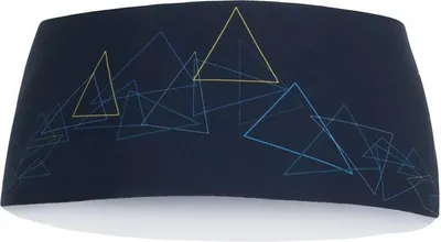 Winterstirnband STRIPE von DirectAlpine in dunklem Design mit geometrischen Mustern.