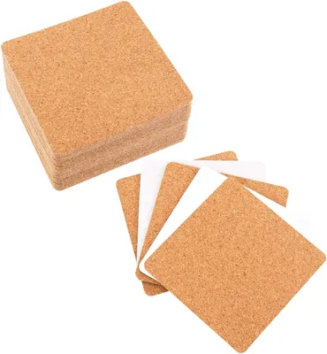 Obrázok produktu pre Samolepiace korkové podložky - 9,5 x 9,5 cm - štvorcové korkové dosky hrubé 2 mm, vhodné na výrobu podložiek - DIY projekty