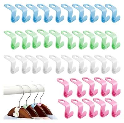 Produktbild von Kleiderbügel Verbindungshaken,40 Stück Mini Kleiderbügelhaken,Haken Platzsparende Mehrfach Kleiderbügel aus Kunststoff für Kleiderschrank Organizer