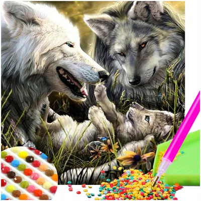 Produktbild von Artelo Wolfsfamilie Diamond Painting Set Motiv Mosaik