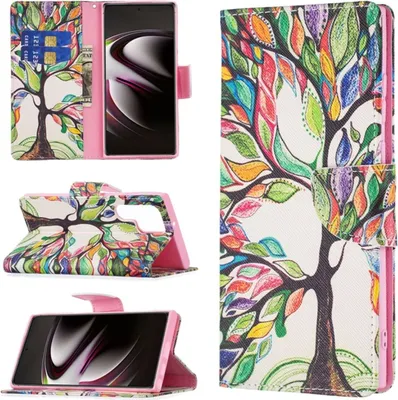 Produktbild von König Design Hülle kompatibel mit Samsung Galaxy S22 Ultra 5G Kunstleder Handyhülle - Handy Case Baumleben
