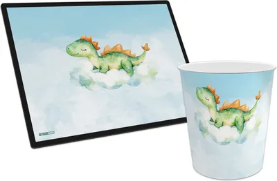 Produktbild von itenga Papierkorb mit Schreibunterlage Motiv DINO Set