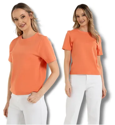 Produktbild von Moraj - T-Shirt Orange - Damen T-Shirt Größe L - Baumwoll T-Shirt - Kurzarm Shirt