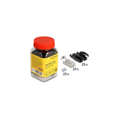 Produktbild von Delock Netzwerkanschluss - RJ-45 (M) - S/FTP - CAT 6a - Snap-on (Packung mit 25)