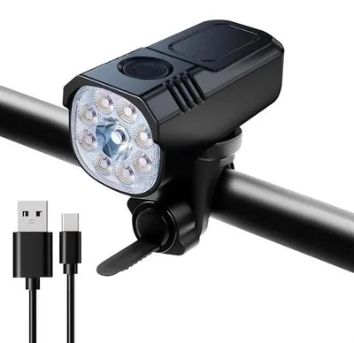 Immagine prodotto di Kit luci LED per bicicletta - Luci per bicicletta - Luci anteriori per bicicletta - Lampada USB ricaricabile per bicicletta - Luci per mountain bike e bici da corsa - Faro per bicicletta impermeabile