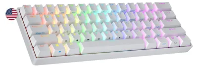 Immagine prodotto di Tastiera da gaming meccanica - Bianca, layout QWERTY americano - 61 tasti - Illuminazione RGB