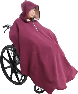 Productafbeelding van Rolstoel Deken Cape - Rolstoel Poncho - Warm Blijven - Met Capuchon - 115 x 138 cm - Bordeaux