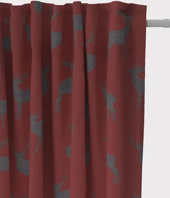 Produktbild von SCHÖNER LEBEN. Vorhang mit Hirschen rot grau 245cm oder Wunschlänge Aufhängung Smok-Schlaufenband