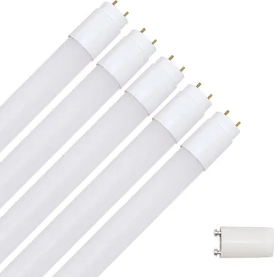 A group of LED tube lights arranged diagonally on a white background, with one light shown separately in the bottom right corner.