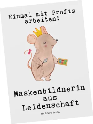 Produktbild von Mr. & Mrs. Panda Postkarte Maskenbildnerin Leidenschaft - Weiß - Geschenk, Postkarten, Ausbildung, Ansichtskarte, Ansichtskarten, Beauty Salon, Kosmetikstudio, Grußkarte