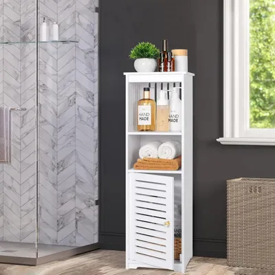 Immagine prodotto di Mobile da bagno - Mobile contenitore indipendente - 1 anta, 3 ripiani - Da montare - 20x25x80 cm - Bianco